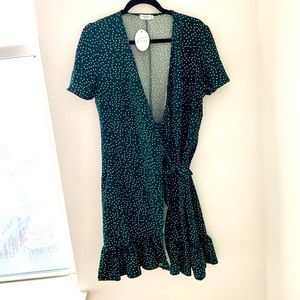 New With Tags Green and White Wrap Dress